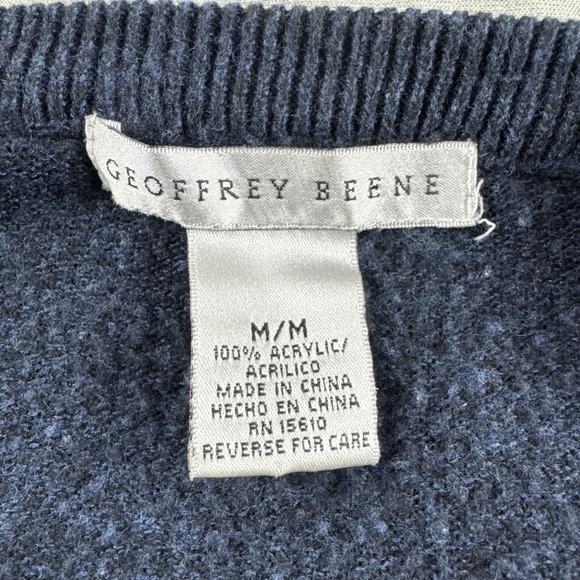 Geoffrey Beene Sweater Mens M Blue Check Long Sleeve Sweatshirt Preppy Grandpa - Picture 3 of 5